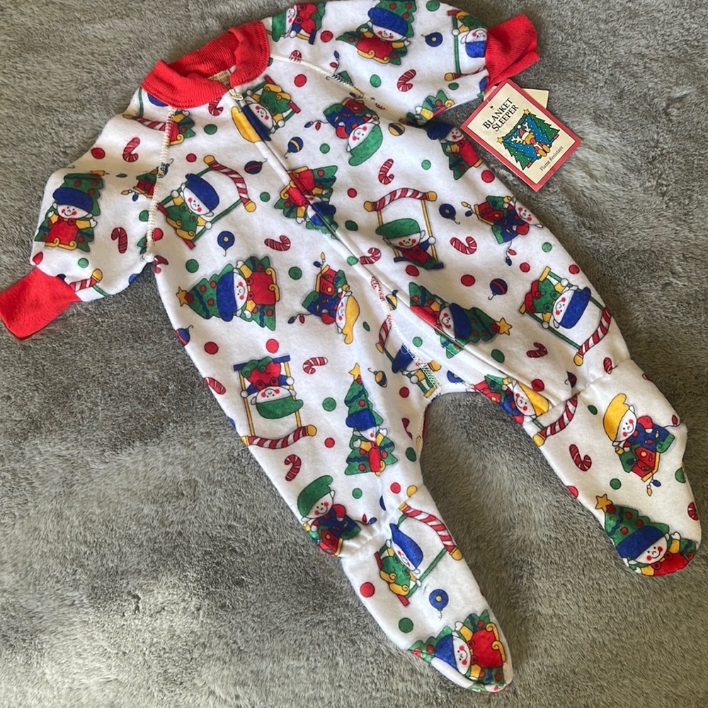 Vintage Teddy Bears Blanket Sleeper Sz 6/9M New Old Stock Christmas Holiday
